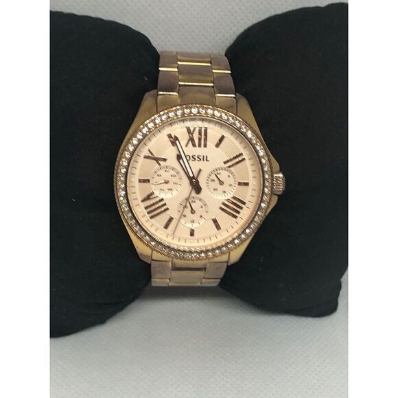 Fossil AM4483 Women's Stainless Steel Analog Rose Dial Quartz Genuine Watch HG40 - Picture 1 of 10